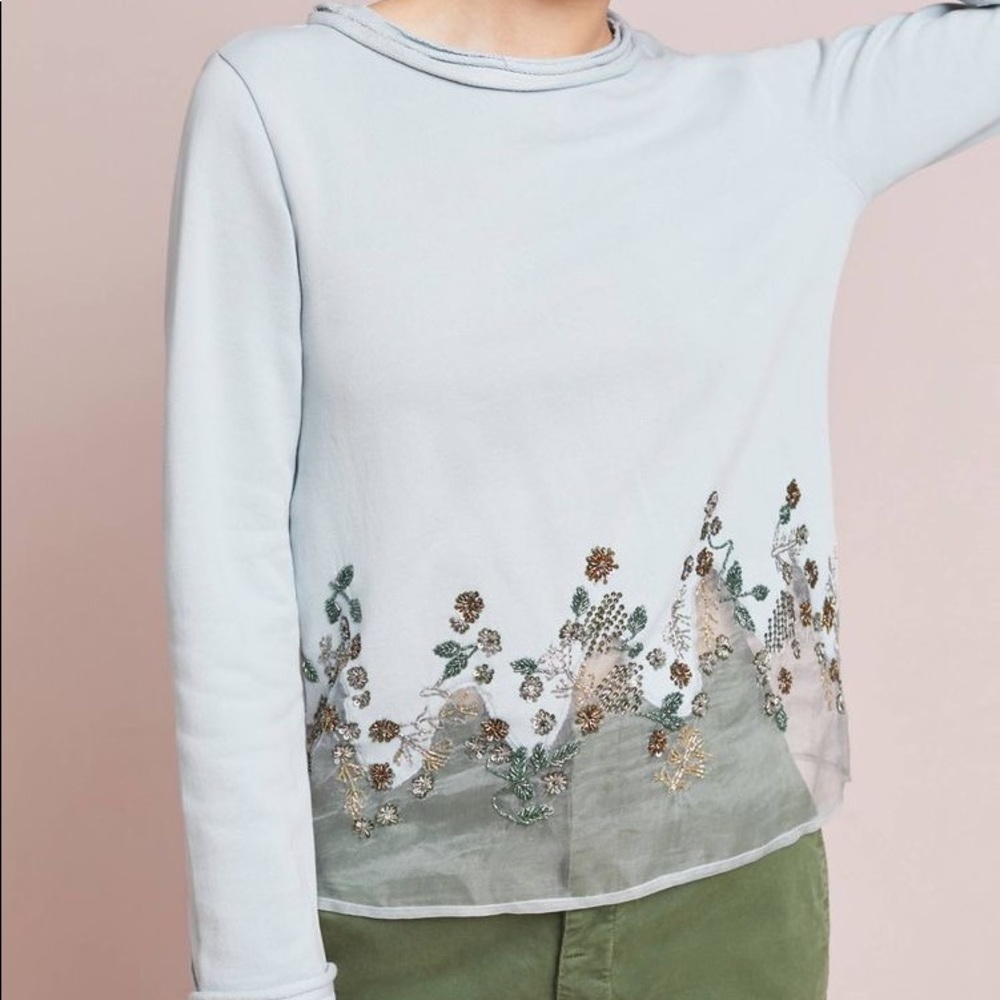 Anthropologie let me be silk hemmed sweatshirt